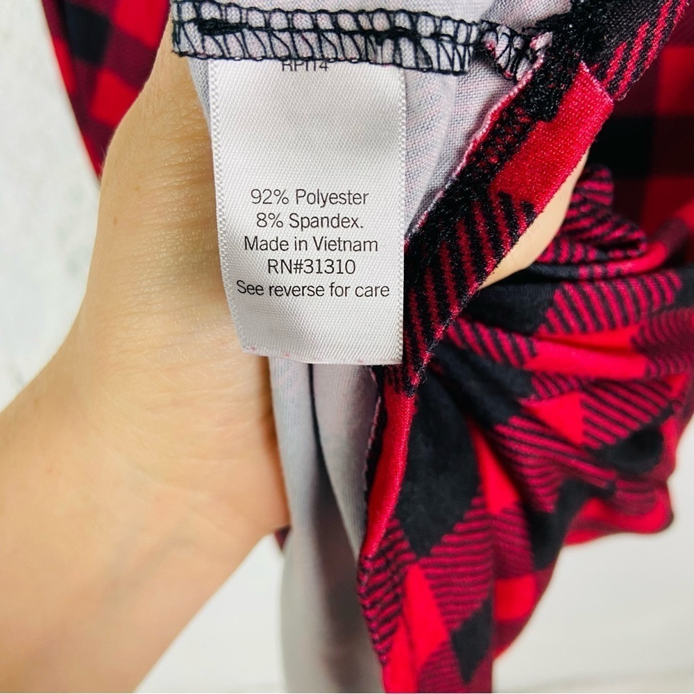 Celebrate together Red and Black buffalo Plaid Long Sleeve stretch mini Dress XL - Picture 9 of 13